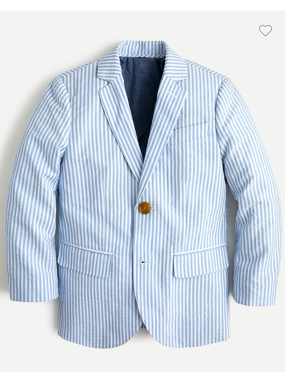 NWT J. Crew Crewcuts Boy’s Ludlow Suit Jacket Seersucker Sz 14 Blue White Stripe
